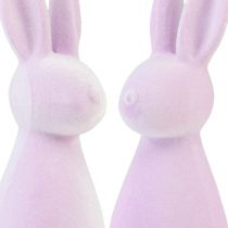 Article Lapins de Pâques décoratifs floqués – 2e choix – violet clair 8×10×29cm 2 pièces
