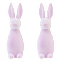 Article Lapins de Pâques décoratifs floqués – 2e choix – violet clair 8×10×29cm 2 pièces