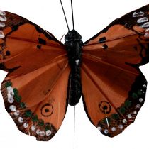 Article Papillons décoratifs sur plumes en fil vert rose orange 6,5×10cm 12pcs