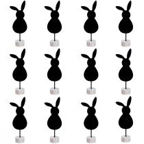 Article Déco de table Petits lapins de Pâques Feutre noir 19cm 12pcs