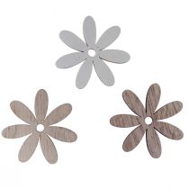 Article Décoration de table fleurs en bois blanc naturel Ø4cm 72 pcs