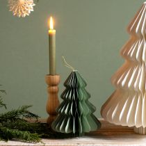 Article Sapin de Noël en papier menthe pailleté argent H20cm 5 pcs