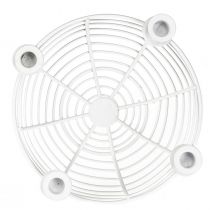 Article Bougeoir dans une coupelle décorative en métal blanc Ø14cm H7cm