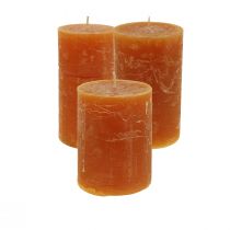 Article Bougies piliers de couleur unie Rustique Orange Foncé Coucher de Soleil