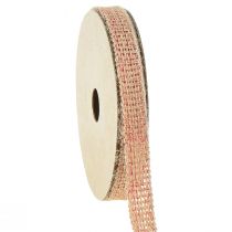 Ruban jute ruban décoratif rouge naturel tissé W12mm L10m