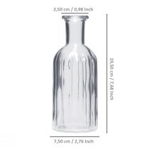Article Vase bouteille, vase en verre, vase haut, transparent, Ø7,5 cm, H19,5 cm, 2 pièces