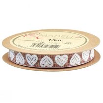Article Ruban cadeau coeurs ruban décoratif vin rouge marron 15mm 15m