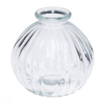 Article Petit vase en verre vase boule vase clair rainures Ø8,5cm H8cm