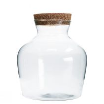 Verre déco avec bouchon Vase déco clair bulbeux Ø20cm H21cm