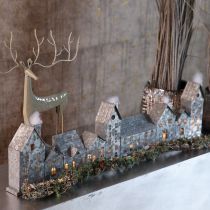 Article Décoration Maison en Métal avec Porte-Bougies Chauffe-Plat 68cm Argentée
