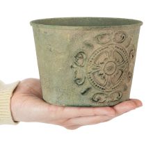 Article Pot de fleurs en métal, vert, vintage, Ø 22 cm – 13,5 cm, lot de 3