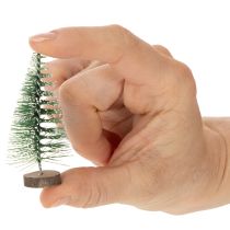 Article Mini sapins de Noël artificiels enneigés, 6 cm, lot de 12, pour décorer votre table pendant les fêtes.