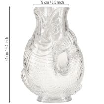 Article Vase en verre en forme de poisson décoratif pour une décoration harmonieuse, 24,5 cm