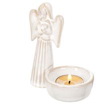 Article Figurines en céramique ange avec porte-bougie rond - Lot de 3, 10 cm