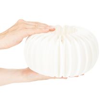 Article Citrouille en papier nid d'abeille blanche ronde 24 cm pour décorations automnales et compositions florales (4 pièces)
