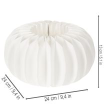 Article Citrouille en papier nid d'abeille blanche ronde 24 cm pour décorations automnales et compositions florales (4 pièces)