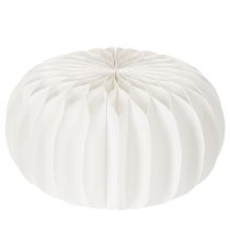 Article Citrouille en papier nid d'abeille blanche ronde 24 cm pour décorations automnales et compositions florales (4 pièces)