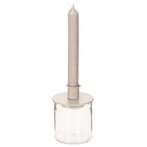 Article Chandelier en métal beige mat 8 cm pour bougies fines, lot de 3