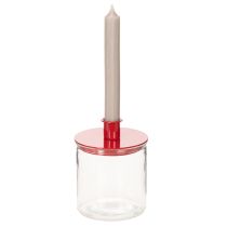 Article Chandelier en métal rouge pour bougies fines 10 cm lot de 2