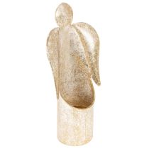 Article Figurine ange porte-bougie en métal doré 27 cm