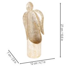 Article Figurine ange porte-bougie en métal doré 27 cm