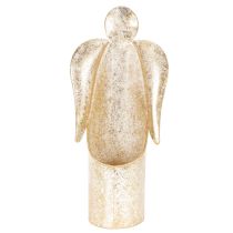 Article Figurine ange porte-bougie en métal doré 27 cm
