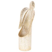 Article Figurine ange porte-bougie en métal doré 27 cm