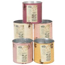 Article Boîte décorative en métal, style shabby chic, Ø 11 cm H 10,5 cm, couleurs variées