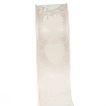 Ruban organza crème ruban décoratif coeurs 40mm 15m