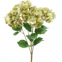 Bouquet d&#39;hortensia artificiel vert, marron 5 fleurs 48cm