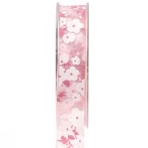 Article Ruban organza rose avec fleurs ruban cadeau 20mm 20m