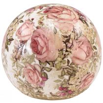 Boule en céramique motif rose faïence décorative en céramique 12cm