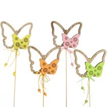 Article Bouchon de fleur papillon bouchon décoratif bois 8,5x7cm 12 pcs