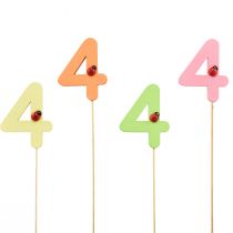 Bouchons chiffres anniversaire 4 bouchons fleurs bois 27,5cm 16pcs