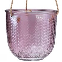 Article Pot de fleur lanterne en verre à suspendre violet vert 14cm 2pcs