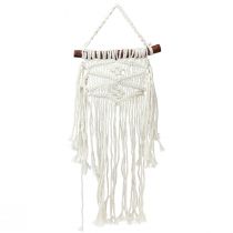 Article Tenture murale macramé boho décoration murale crème 18,5×48cm