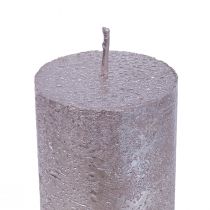 Article Bougies coniques grand motif platine pailleté Ø50×H300mm 4 pcs