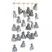 Article Calendrier de l’Avent à remplir en tissu avec suspension en bois – 110 cm