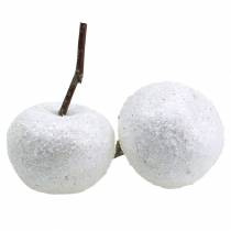 Pommes déco blanches avec paillettes 5.5–6.5cm 12pcs
