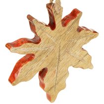 Article Décoration en bois de feuille d&#39;érable automne vert rouge marron H10cm 6 pièces