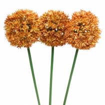 Oignon décoratif Allium artificiel orange 70cm 3pcs