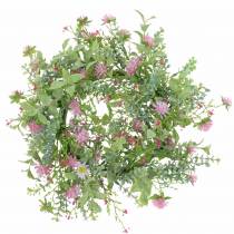 Couronne de prairie avec trèfle floqué rose, vert Ø30cm