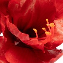 Article Amaryllis artificielle rouge à longue tige, pour vase et composition florale, 77 cm