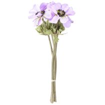 Article Fleurs d'anémones artificielles lilas, 34 cm de long, lot de 4