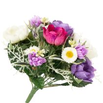 Article Bouquet de fleurs artificielles d'anémones, décoration printanière, polyvalent et au design moderne, 26 cm