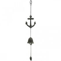 Cintre cloche d&#39;ancre, carillon éolien décor maritime, fonte L47.5cm
