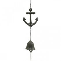 Cintre cloche d&#39;ancre, carillon éolien décor maritime, fonte L47.5cm
