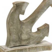 Article Ancre décorative en bois style Shabby Chic blanc naturel 22 cm