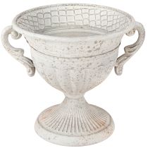 Article Trophée ancien avec anses décoration métal vintage gris blanc H18cm