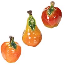 Article Ensemble de fruits artificiels (pomme et poire) décoratif, automne, 12 cm, 3 pièces